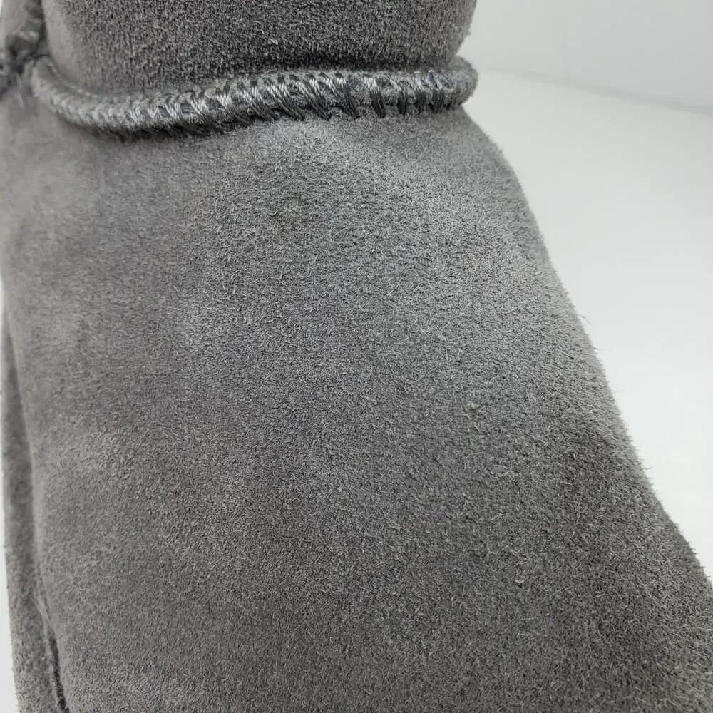 BearPaw Elle Short Womens Size 10 Gray Suede Sheepskin Warm Winter Boots 1962W